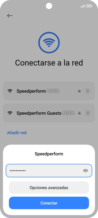 Introduce la contraseña de la red wifi y pulsa Conectar. Introduce la contraseña de la red wifi y pulsa Conectar.