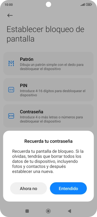 Pulsa Entendido y sigue las indicaciones de la pantalla para crear un código de seguridad del teléfono adicional. Pulsa Entendido y sigue las indicaciones de la pantalla para crear un código de seguridad del teléfono adicional.