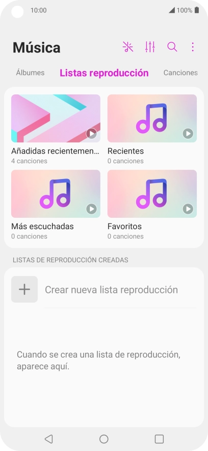 Pulsa una categoría y desplázate al archivo de música deseado. Pulsa una categoría y desplázate al archivo de música deseado.