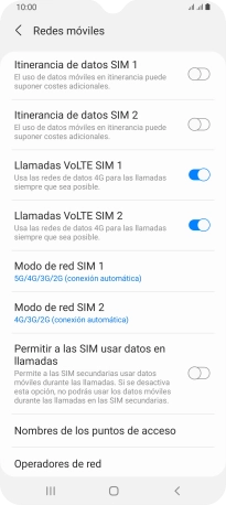 Pulsa Nombres de los puntos de acceso. Pulsa Nombres de los puntos de acceso.