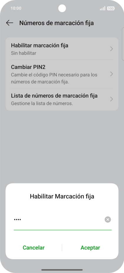 Introduce el código PIN2 y pulsa Aceptar. Introduce el código PIN2 y pulsa Aceptar.