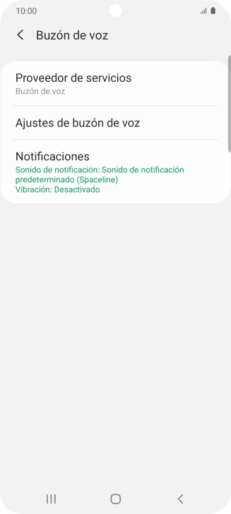 Pulsa Ajustes de buzón de voz. Pulsa Ajustes de buzón de voz.