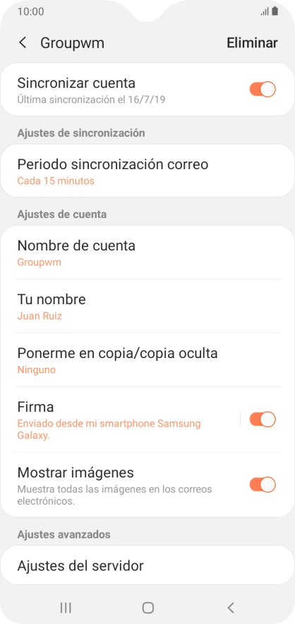 Pulsa Nombre de cuenta. Pulsa Nombre de cuenta.