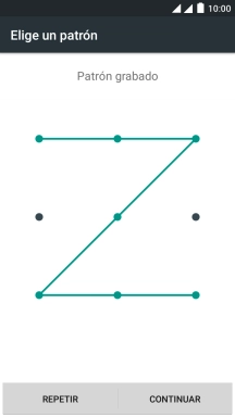Desliza el dedo por la pantalla para unir por lo menos cuatro puntos y pulsa CONTINUAR. Desliza el dedo por la pantalla para unir por lo menos cuatro puntos y pulsa CONTINUAR.