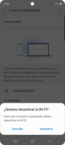 Si la función de wifi está activada, pulsa Desactivar. Si la función de wifi está activada, pulsa Desactivar.