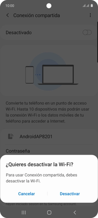 Si la función de wifi está activada, pulsa Desactivar. Si la función de wifi está activada, pulsa Desactivar.