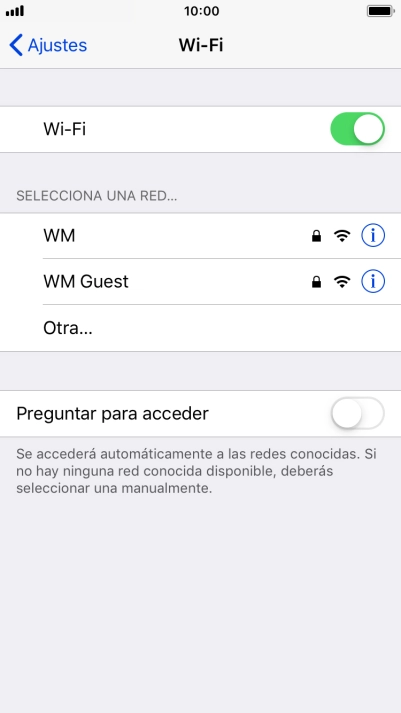 Pulsa la red Wi-Fi deseada e introduce la contraseña de esta red. Pulsa la red Wi-Fi deseada e introduce la contraseña de esta red.