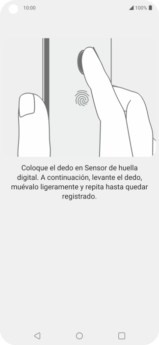 Sigue las indicaciones de la pantalla para crear una huella digital como código de seguridad. Sigue las indicaciones de la pantalla para crear una huella digital como código de seguridad.