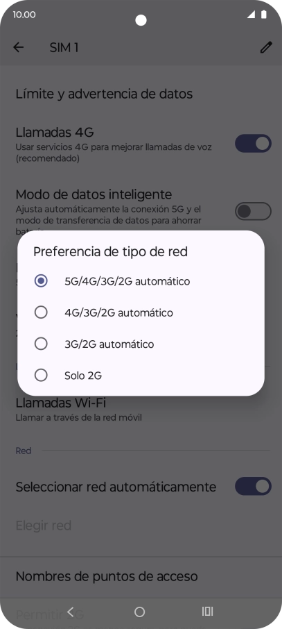 Pulsa el tipo de red deseado. Pulsa el tipo de red deseado.