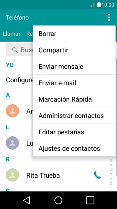 Pulsa Administrar contactos. Pulsa Administrar contactos.