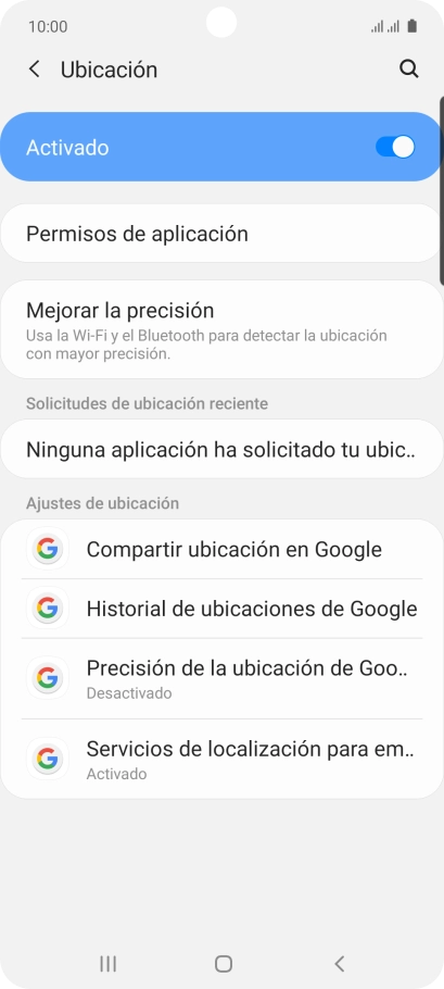 Pulsa Permisos de aplicación.