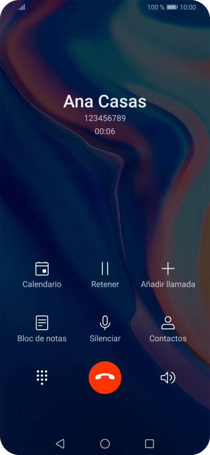 Pulsa el icono de finalizar llamada. Pulsa el icono de finalizar llamada.
