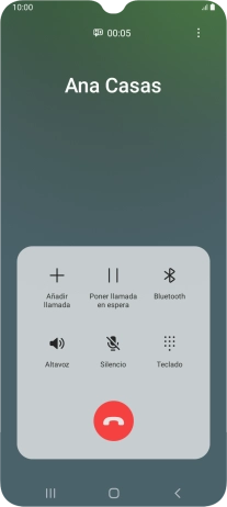 Pulsa el icono de finalizar llamada. Pulsa el icono de finalizar llamada.