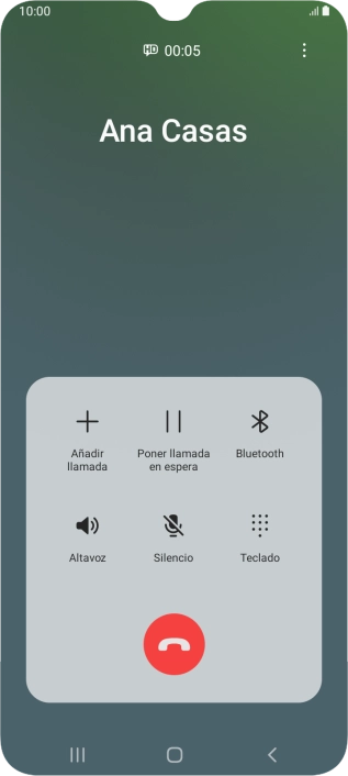 Pulsa el icono de finalizar llamada. Pulsa el icono de finalizar llamada.