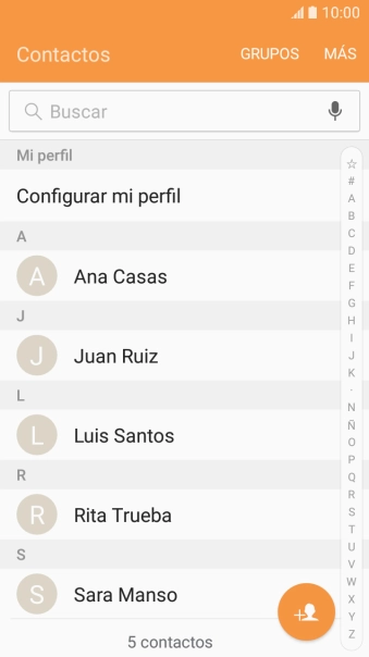 Pulsa el icono de nuevo contacto. Pulsa el icono de nuevo contacto.