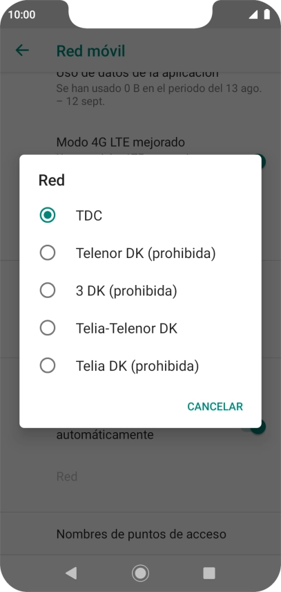 Pulsa la red deseada. Pulsa la red deseada.