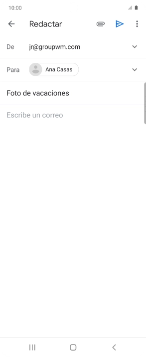 Pulsa en el campo de escritura y escribe el texto del correo electrónico. Pulsa en el campo de escritura y escribe el texto del correo electrónico.
