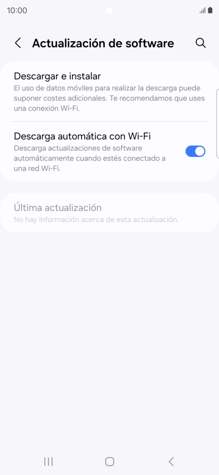 Pulsa Descargar e instalar. Si hay una versión de software nueva disponible, aparecerá ahora en la pantalla. Sigue las indicaciones de la pantalla para actualizar el software del teléfono. Pulsa Descargar e instalar. Si hay una versión de software nueva disponible, aparecerá ahora en la pantalla. Sigue las indicaciones de la pantalla para actualizar el software del teléfono.