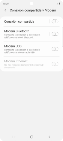 Pulsa Conexión compartida. Pulsa Conexión compartida.