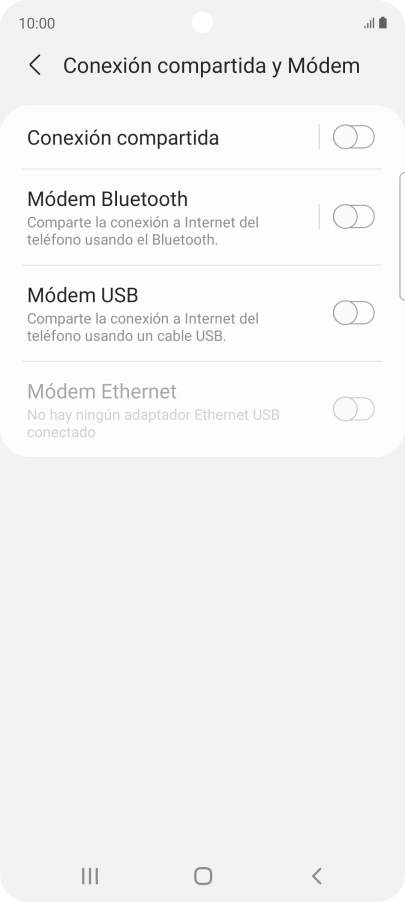 Pulsa Conexión compartida. Pulsa Conexión compartida.