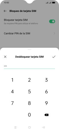 Introduce el código PIN y pulsa el icono de aceptar. Introduce el código PIN y pulsa el icono de aceptar.