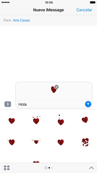 Pulsa el icono de envío cuando termines de escribir el iMessage. Pulsa el icono de envío cuando termines de escribir el iMessage.