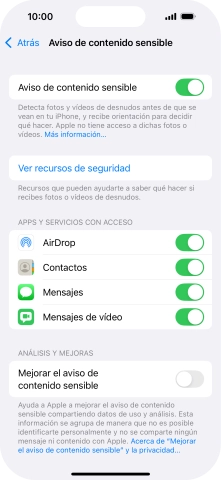 Pulsa el indicador junto a las aplicaciones deseadas para activar o desactivar la función. Pulsa el indicador junto a las aplicaciones deseadas para activar o desactivar la función.