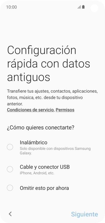 Puedes transferir el contenido de otro teléfono cuando activas tu teléfono por primera vez y cuando lo has restablecido. Cuando aparezca en la pantalla del teléfono esta imagen, ya está listo para la transmisión del contenido del otro teléfono. Puedes transferir el contenido de otro teléfono cuando activas tu teléfono por primera vez y cuando lo has restablecido. Cuando aparezca en la pantalla del teléfono esta imagen, ya está listo para la transmisión del contenido del otro teléfono.
