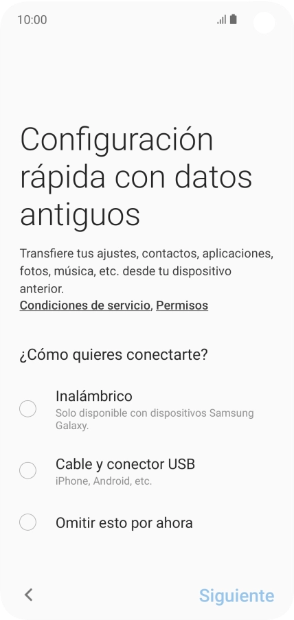 Puedes transferir el contenido de otro teléfono cuando activas tu teléfono por primera vez y cuando lo has restablecido. Cuando aparezca en la pantalla del teléfono esta imagen, ya está listo para la transmisión del contenido del otro teléfono. Puedes transferir el contenido de otro teléfono cuando activas tu teléfono por primera vez y cuando lo has restablecido. Cuando aparezca en la pantalla del teléfono esta imagen, ya está listo para la transmisión del contenido del otro teléfono.