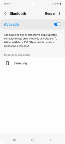 Pulsa el dispositivo Bluetooth deseado y sigue las indicaciones de la pantalla para vincular el dispositivo al teléfono. Pulsa el dispositivo Bluetooth deseado y sigue las indicaciones de la pantalla para vincular el dispositivo al teléfono.