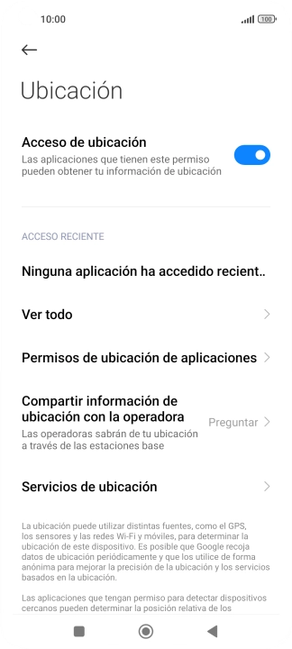 Pulsa Permisos de ubicación de aplicaciones. Pulsa Permisos de ubicación de aplicaciones.