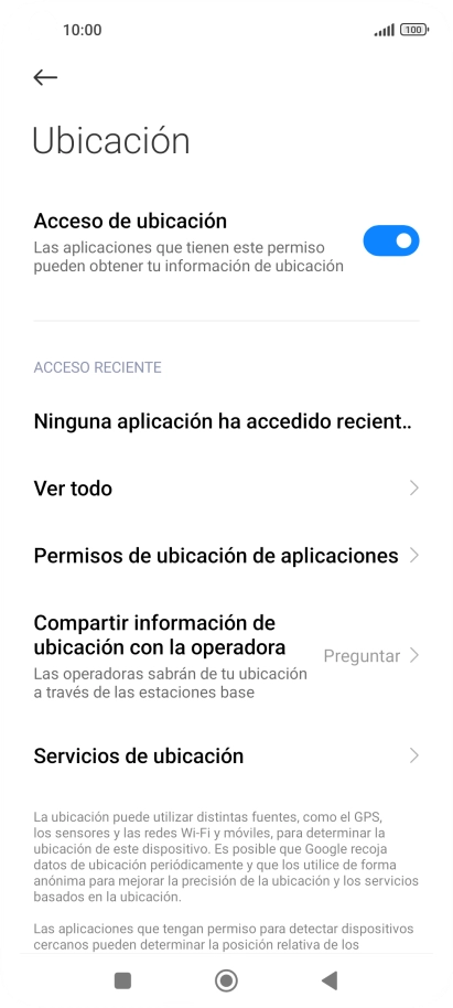 Pulsa Permisos de ubicación de aplicaciones. Pulsa Permisos de ubicación de aplicaciones.