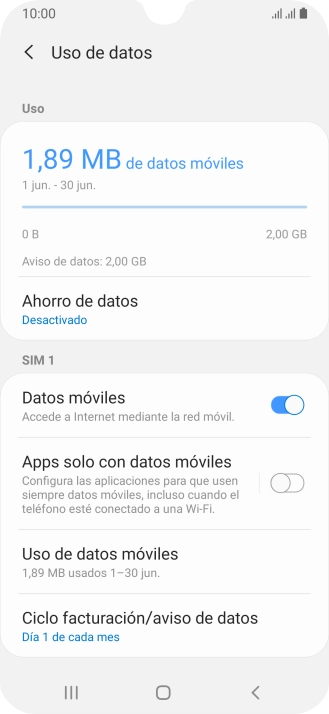 El consumo total de datos se visualiza ahora en la pantalla. El consumo total de datos se visualiza ahora en la pantalla.