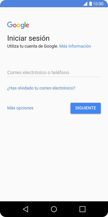 Si no tienes una cuenta de Google, pulsa Más opciones y sigue las indicaciones de la pantalla para ver cómo crear una cuenta nueva. Si no tienes una cuenta de Google, pulsa Más opciones y sigue las indicaciones de la pantalla para ver cómo crear una cuenta nueva.
