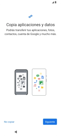 Puedes transferir el contenido de otro teléfono cuando activas tu teléfono por primera vez y cuando lo has restablecido. Cuando aparezca en la pantalla del teléfono esta imagen, ya está listo para la transmisión del contenido del otro teléfono.