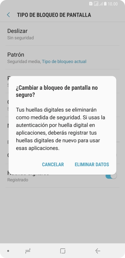 Pulsa ELIMINAR DATOS. Pulsa ELIMINAR DATOS.
