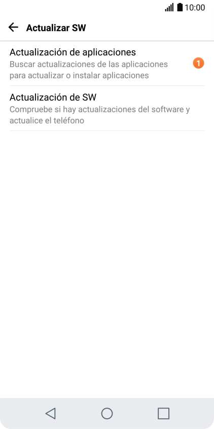 Pulsa Actualización de SW. Si hay una versión de software nueva disponible, aparecerá ahora en la pantalla. Sigue las indicaciones de la pantalla para actualizar el software del teléfono. Pulsa Actualización de SW. Si hay una versión de software nueva disponible, aparecerá ahora en la pantalla. Sigue las indicaciones de la pantalla para actualizar el software del teléfono.