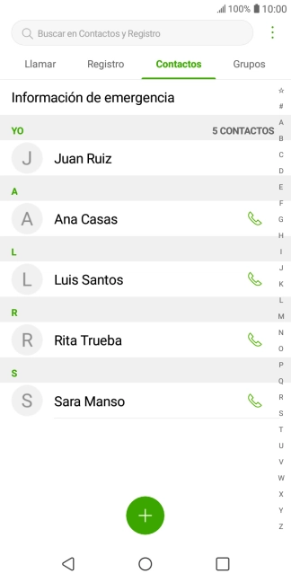 Pulsa el icono de nuevo contacto.