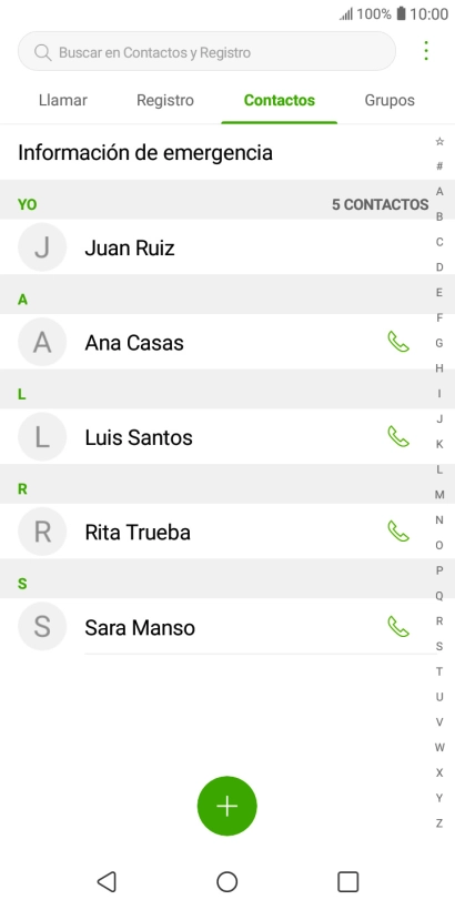 Pulsa el icono de nuevo contacto.