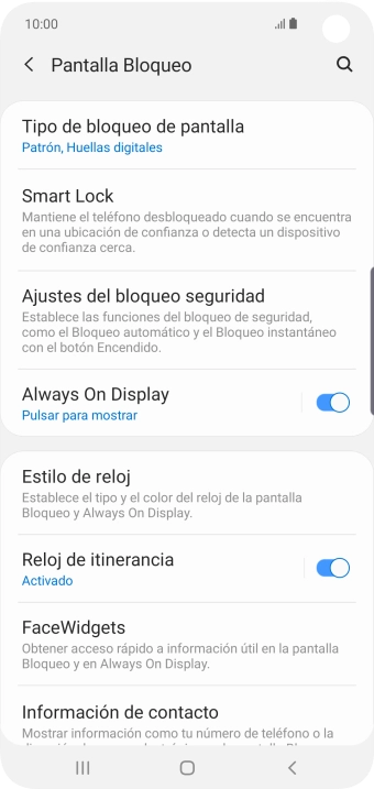 Pulsa Tipo de bloqueo de pantalla e introduce el código de seguridad actual. Pulsa Tipo de bloqueo de pantalla e introduce el código de seguridad actual.