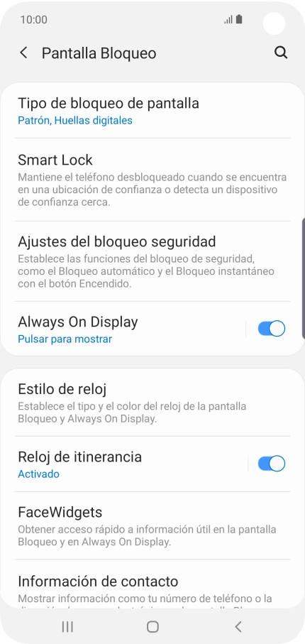Pulsa Tipo de bloqueo de pantalla e introduce el código de seguridad actual. Pulsa Tipo de bloqueo de pantalla e introduce el código de seguridad actual.