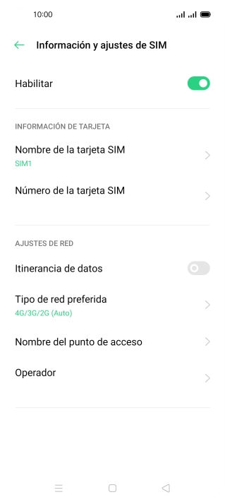 Pulsa el indicador para activar o desactivar el uso de la tarjeta SIM. Pulsa el indicador para activar o desactivar el uso de la tarjeta SIM.