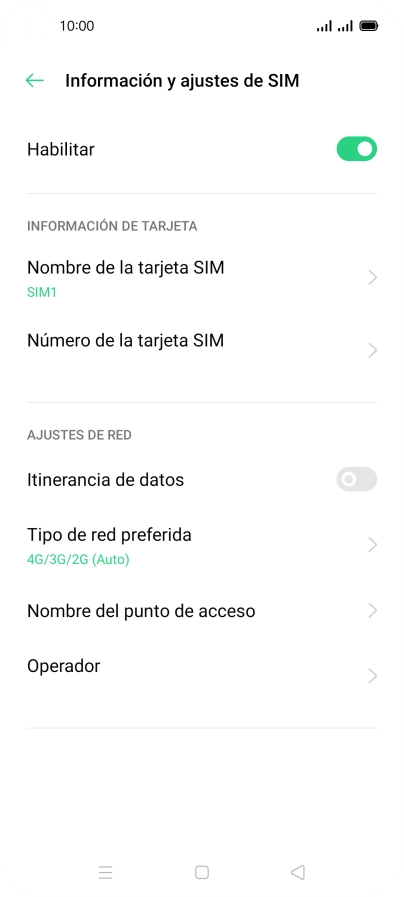 Pulsa el indicador para activar o desactivar el uso de la tarjeta SIM. Pulsa el indicador para activar o desactivar el uso de la tarjeta SIM.