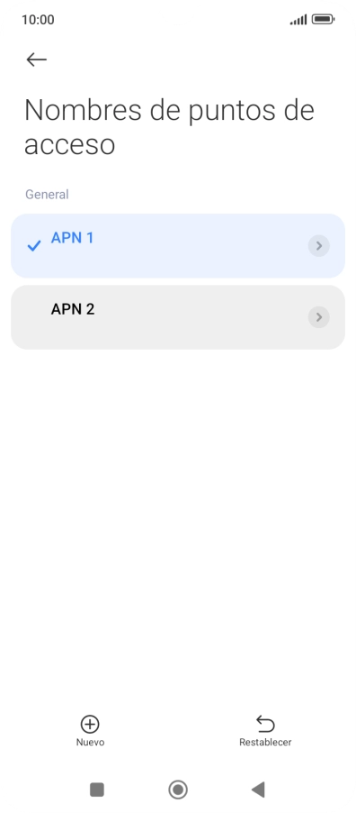 Pulsa la conexión de datos deseada para activarla. Pulsa la conexión de datos deseada para activarla.