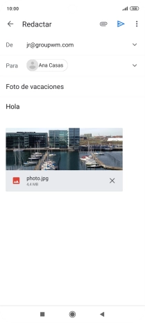 Pulsa el icono de envío cuando termines de escribir el correo electrónico. Pulsa el icono de envío cuando termines de escribir el correo electrónico.