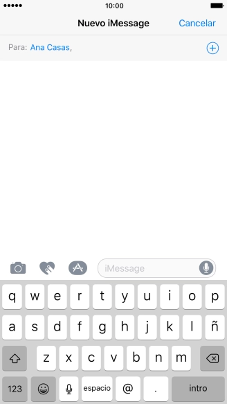 Si el destinatario puede recibir iMessages, aparecerá el texto iMessage en el campo de escritura. Si el destinatario puede recibir iMessages, aparecerá el texto iMessage en el campo de escritura.