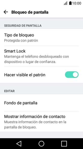 Pulsa Tipo de bloqueo e introduce el código de seguridad actual. Pulsa Tipo de bloqueo e introduce el código de seguridad actual.