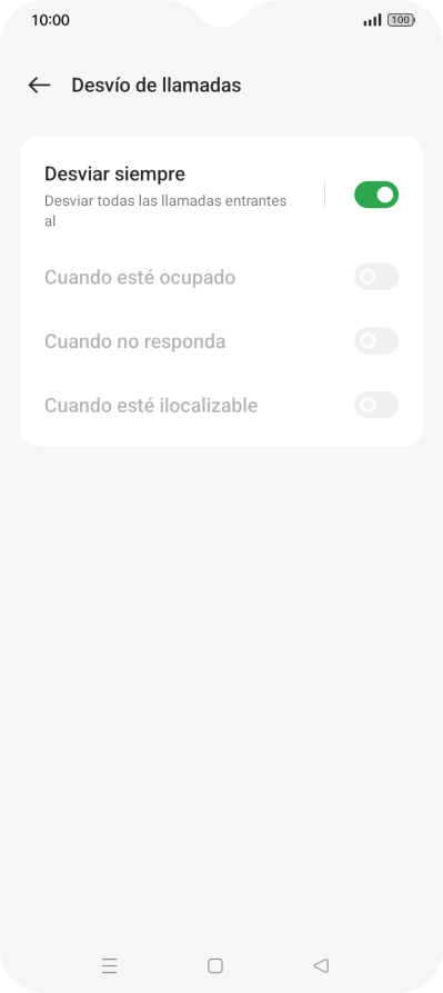 Pulsa el indicador junto al tipo de desvío deseado. Pulsa el indicador junto al tipo de desvío deseado.