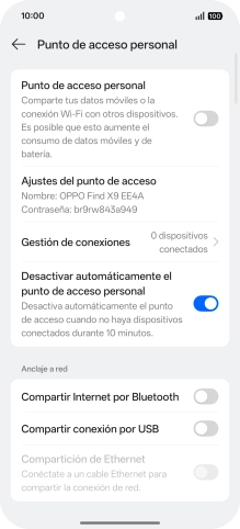 Pulsa Ajustes del punto de acceso. Pulsa Ajustes del punto de acceso.