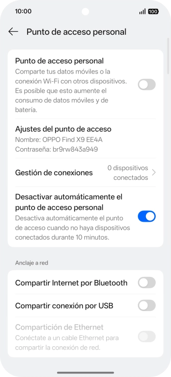 Pulsa Ajustes del punto de acceso. Pulsa Ajustes del punto de acceso.